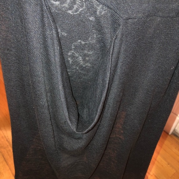 WHITE + WARREN medium black linen blend sweater vest drawstring tie at waist - Picture 13 of 15